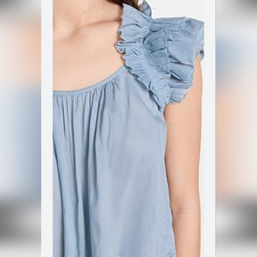 Blu Pepper Light Blue Ruffle Sleeve Top